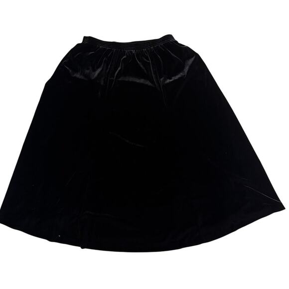 Black Velvet Skirt Size 18 Plus Long Flowy Midi Skirt Elastic Waist - Picture 1 of 3